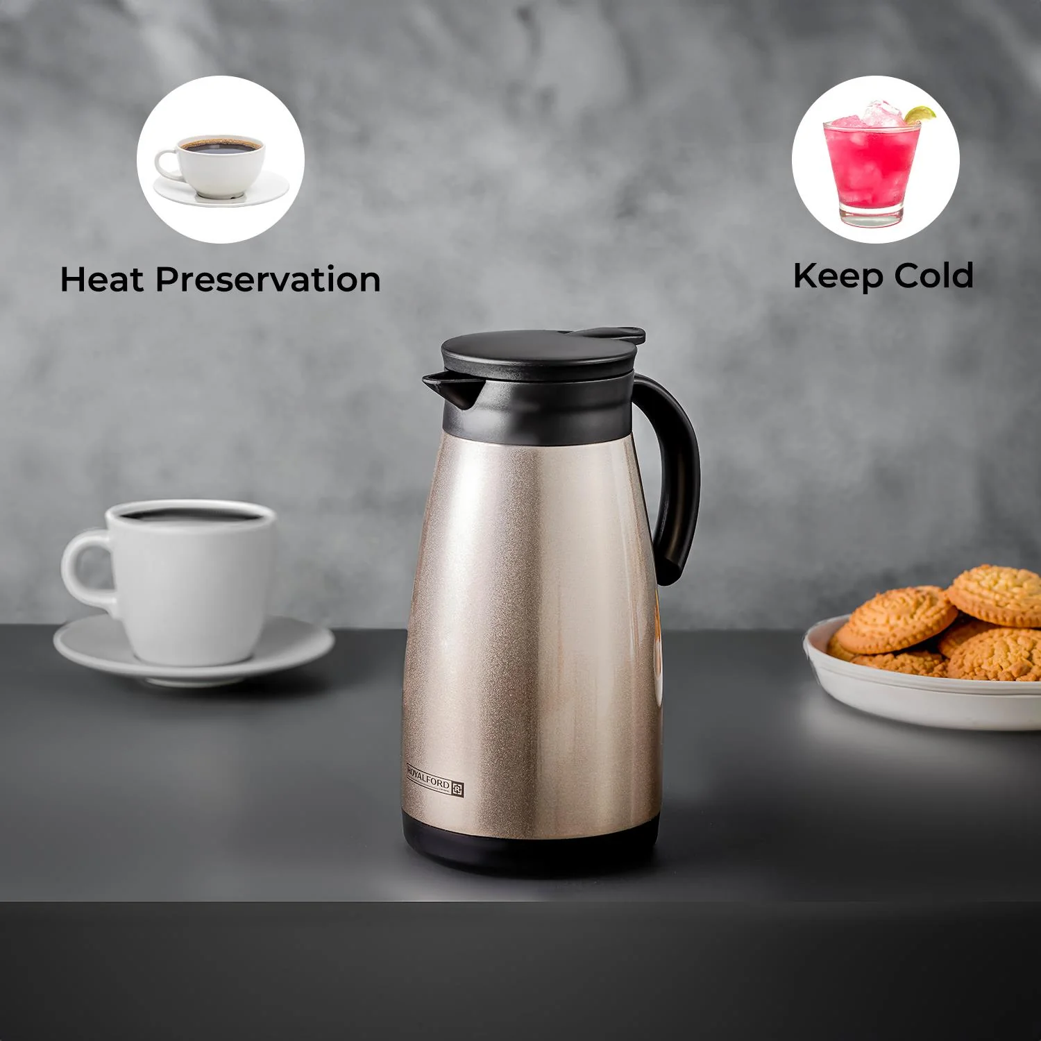 1.2L Double Walled Stainless Steel Thermal Coffee Pot - Image 3