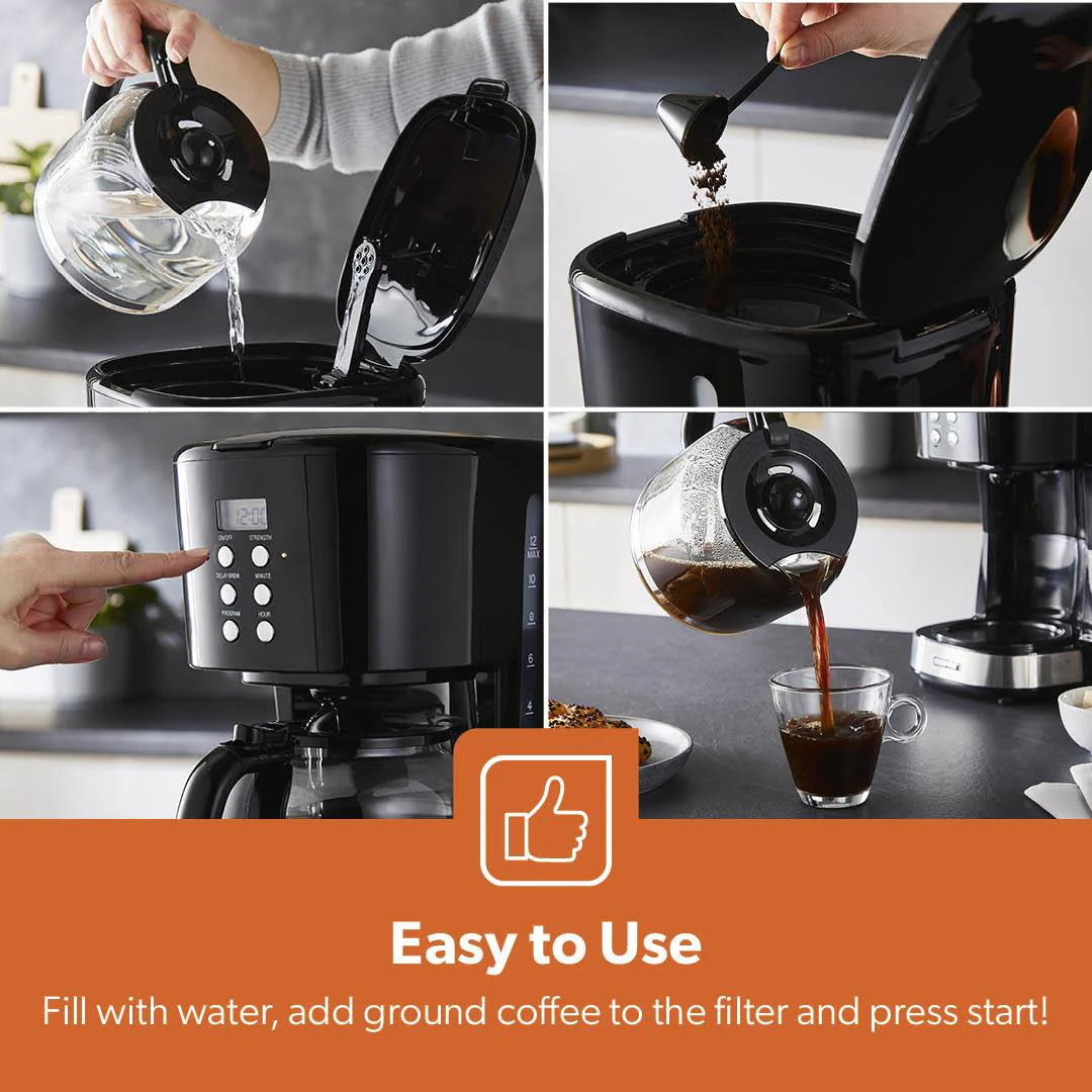 1.5L Digital Filter Coffee Machine, 1.7L Electric Kettle & 2-Slice Toaster Set - Image 4