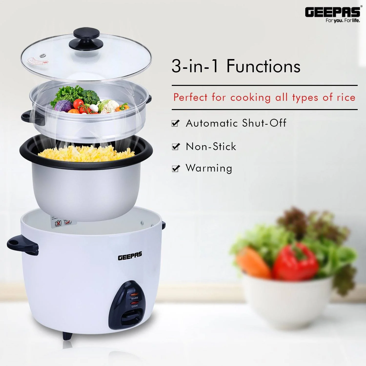 Rice Cooker With Steamer 1.5L - Image 5