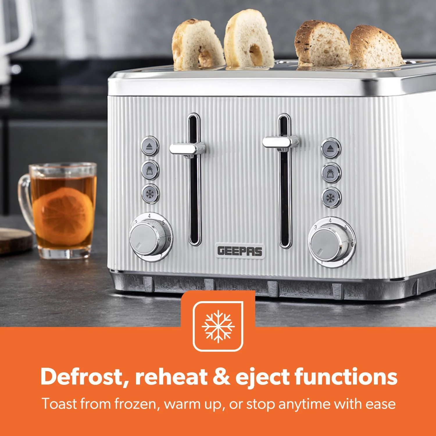 1.7L 3000W Electric Kettle & 4 Slice Toaster Kitchen Set Arcus White - Image 6