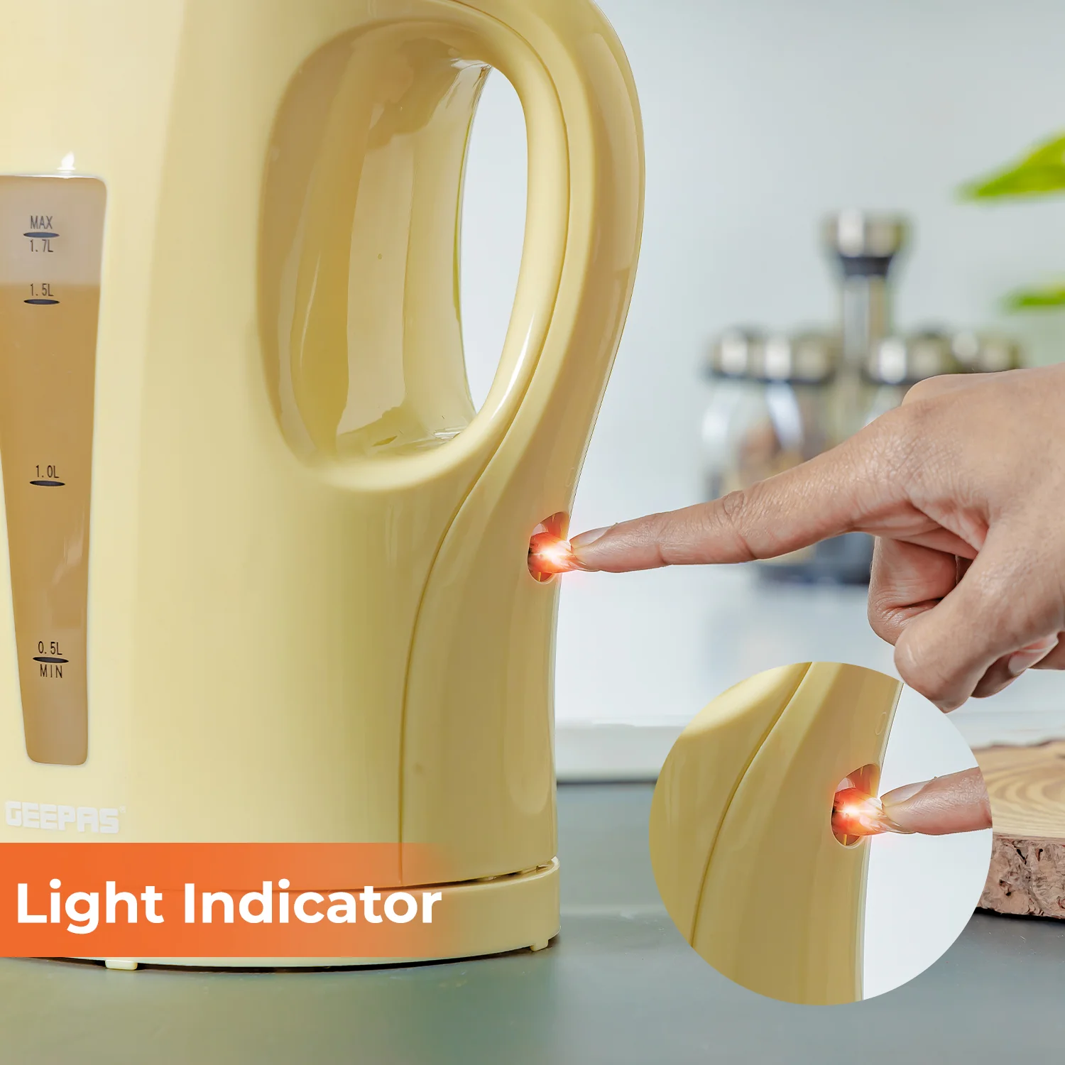 1.7L Fast-Boil Cordless Beige Electric Kettle - Image 5