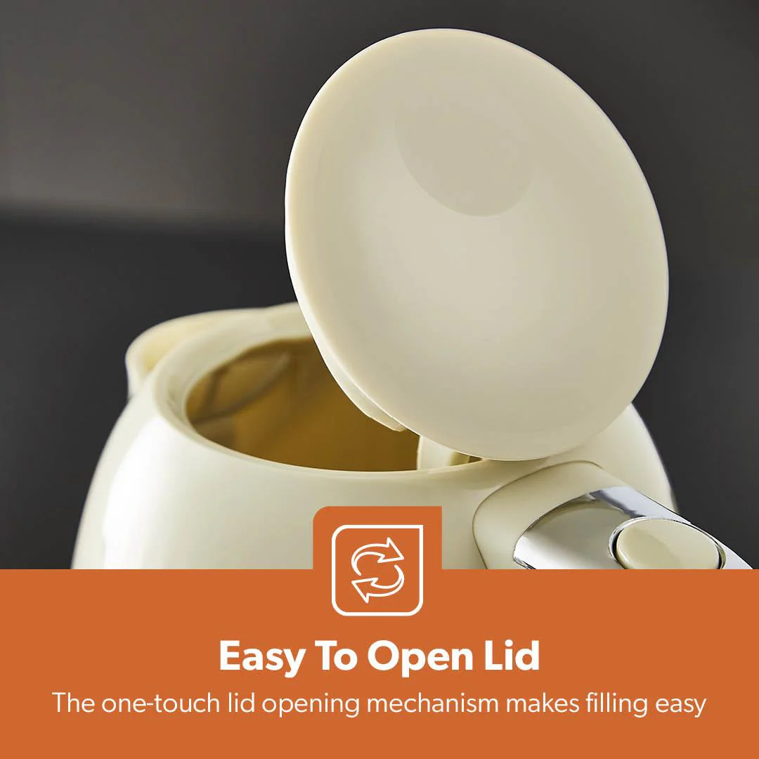 1.7L Fluted Cream Cordless Electric Kettle With Rapid Boil - Image 5