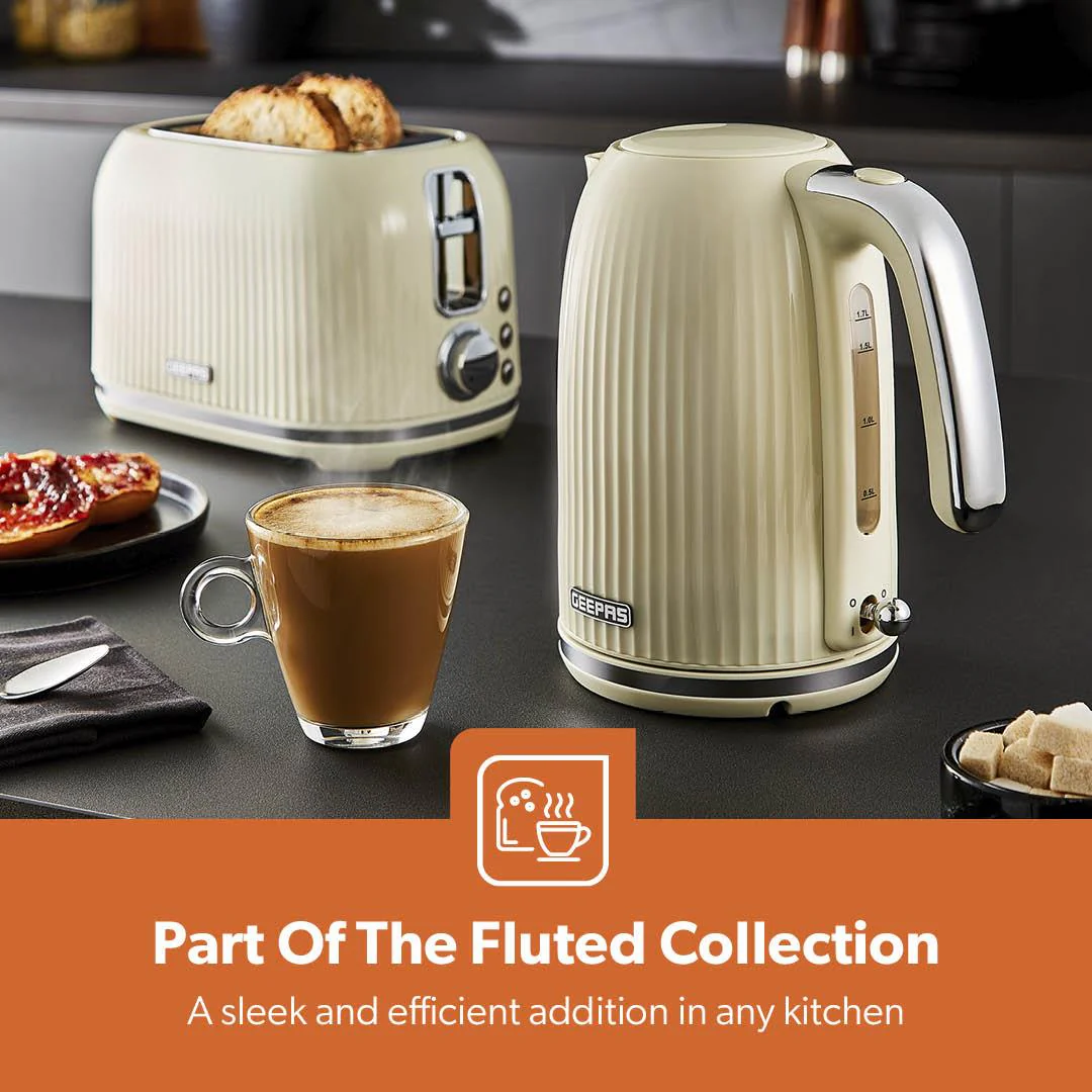 1.7L Fluted Cream Cordless Electric Kettle With Rapid Boil - Image 8