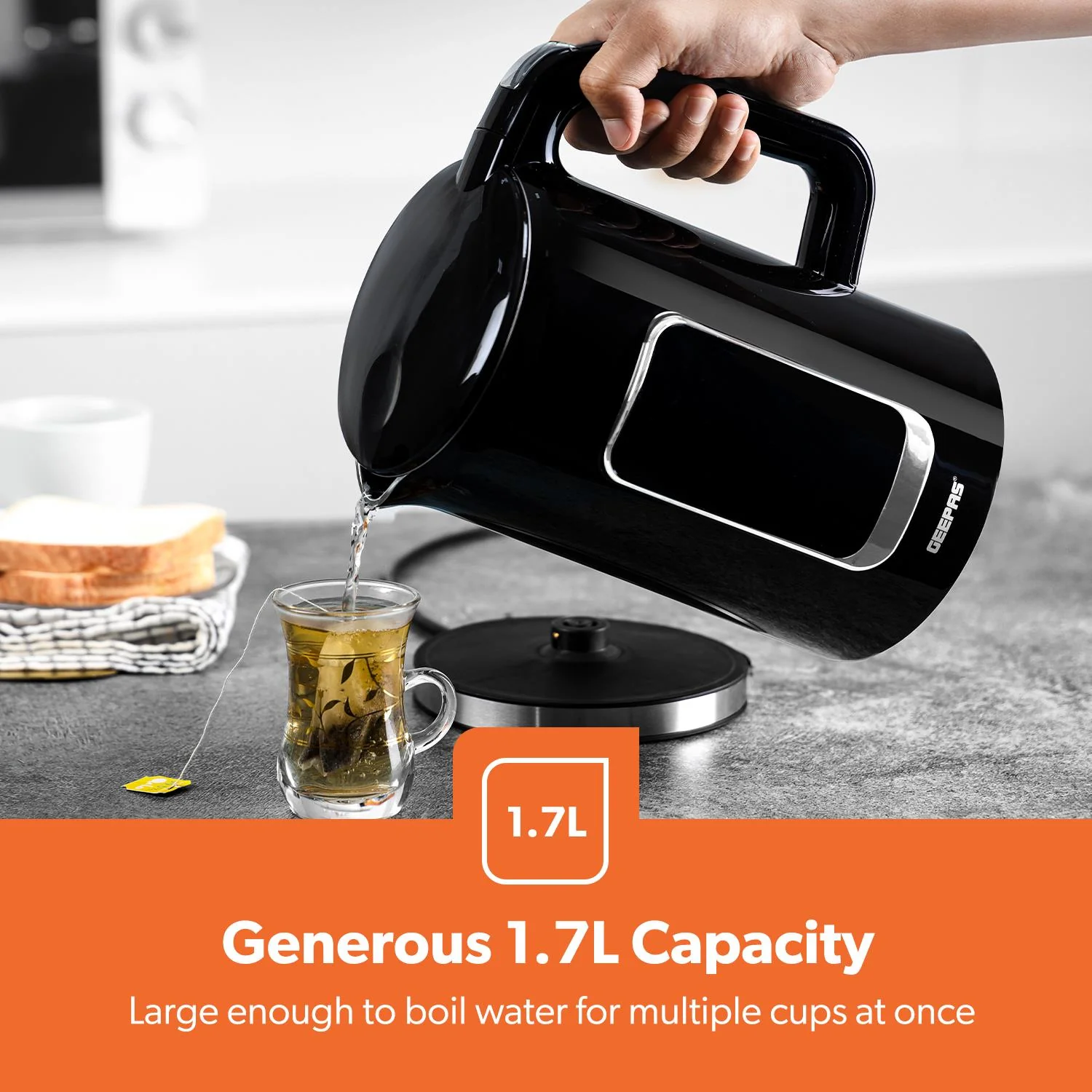 1.7L Digital Electric Kettle, 2-Slice Toaster & Microwave Set - Image 6