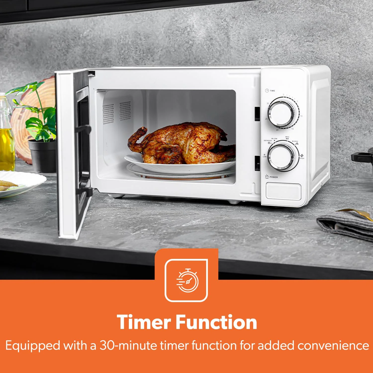 1.7L Glass Kettle, White Four Slice Toaster & Microwave Set - Image 7