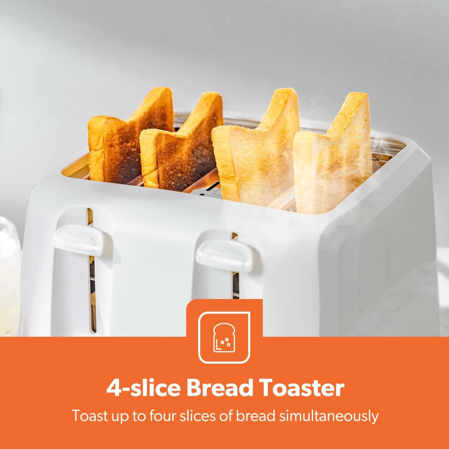 1.7L Glass Kettle, White Four Slice Toaster & Microwave Set - Image 8