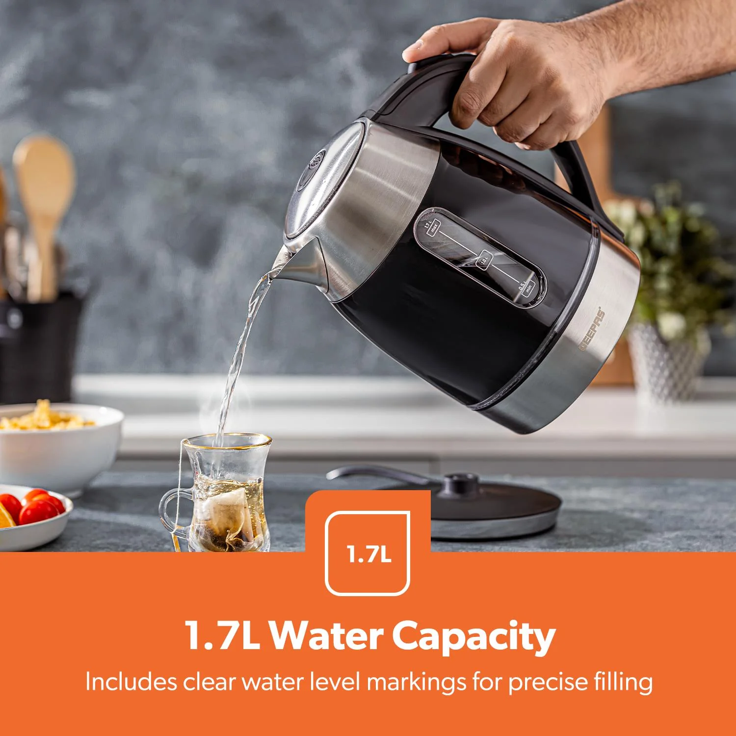 1.7L Illuminated Electric Kettle & 2-Slice Bread Toaster Set - Image 5