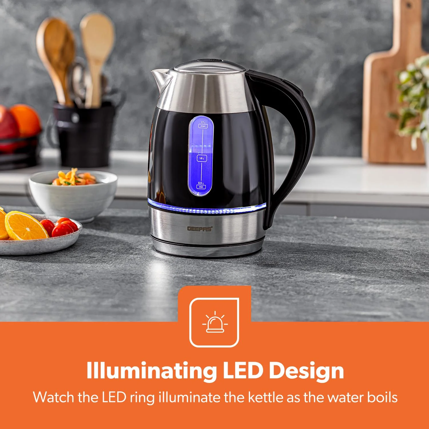 1.7L Illuminating Electric Kettle & 2 Slice Bread Toaster Set - Image 4