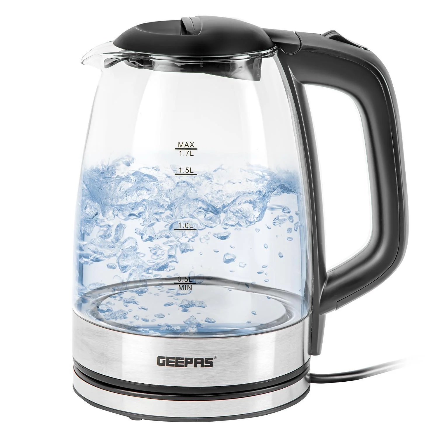 1.8L Black Electric Glass Kettle and Two-Slice Toaster Set - Image 2