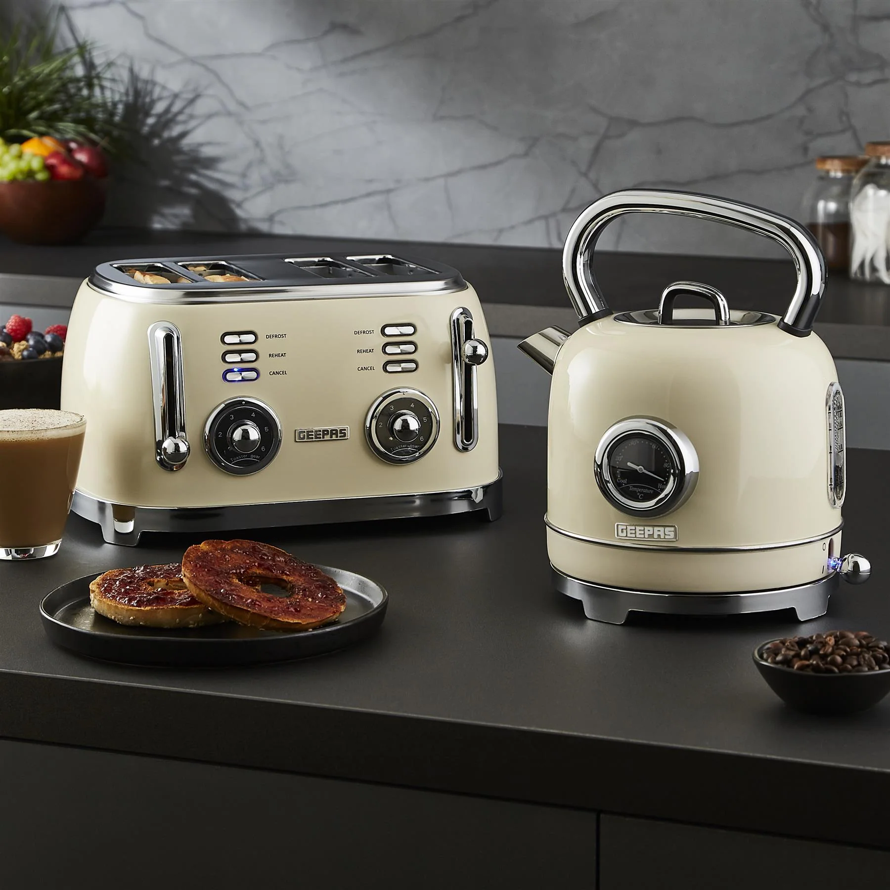 1.8L Cream Retrovive Rapid-Boil Vintage Electric Kettle - Image 2