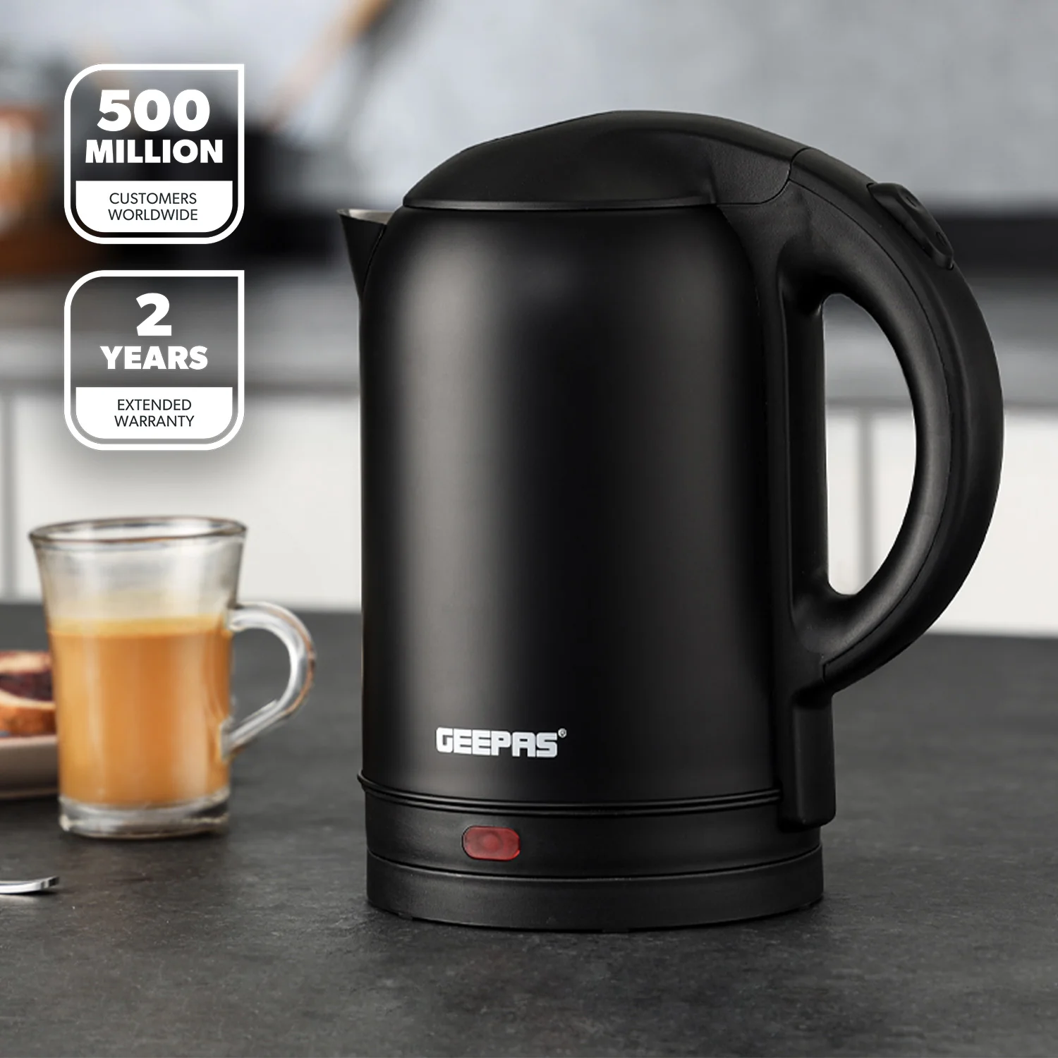 1.8L Matte Black Stainless Steel Electric Kettle 1800W - Image 2
