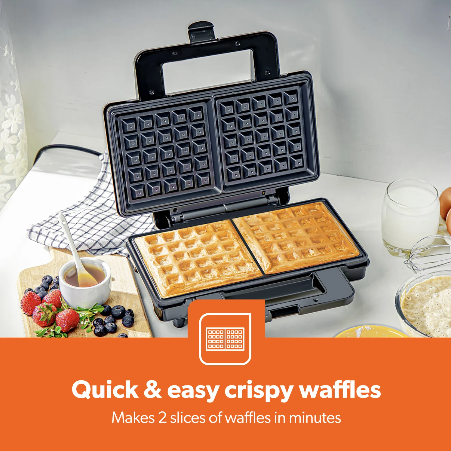 Two Slice Non-Stick American Waffle Maker - Image 4