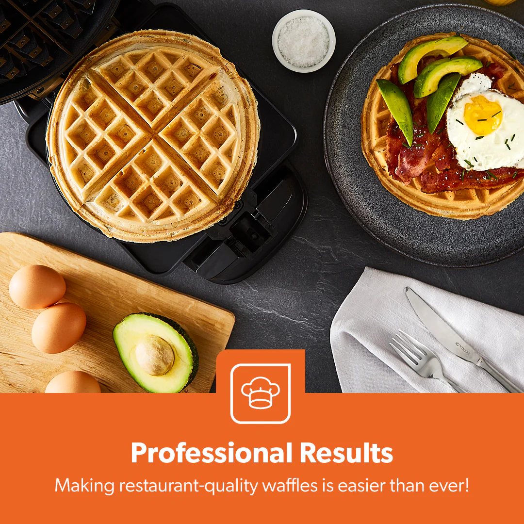 4 Slice Rotating Waffle Maker With Non-Stick Plates - Image 3