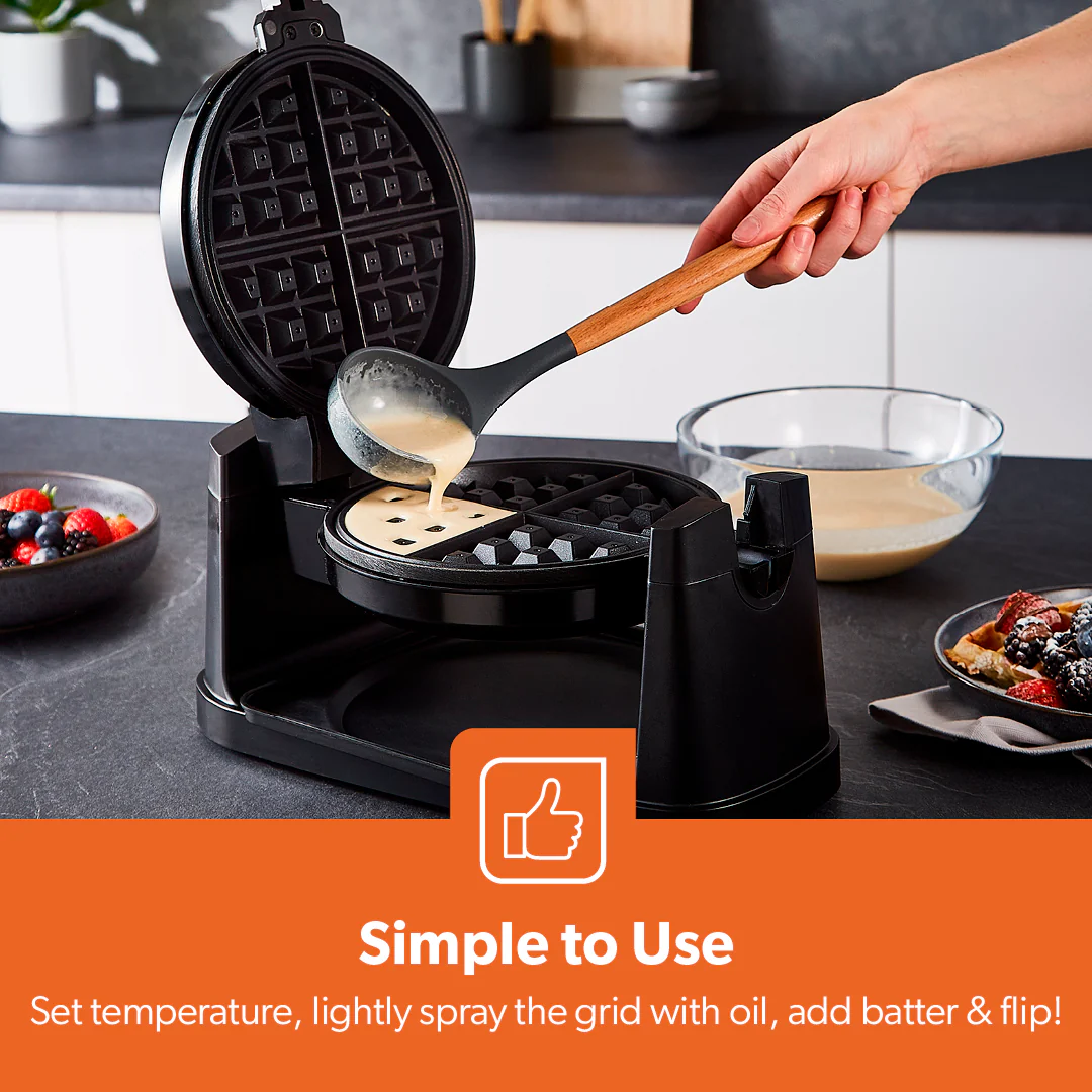 4 Slice Rotating Waffle Maker With Non-Stick Plates - Image 4