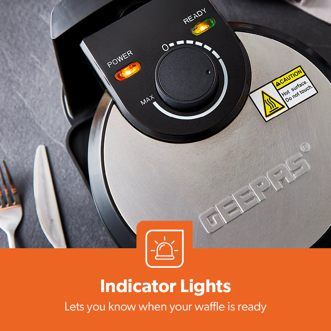 4 Slice Rotating Waffle Maker With Non-Stick Plates - Image 6