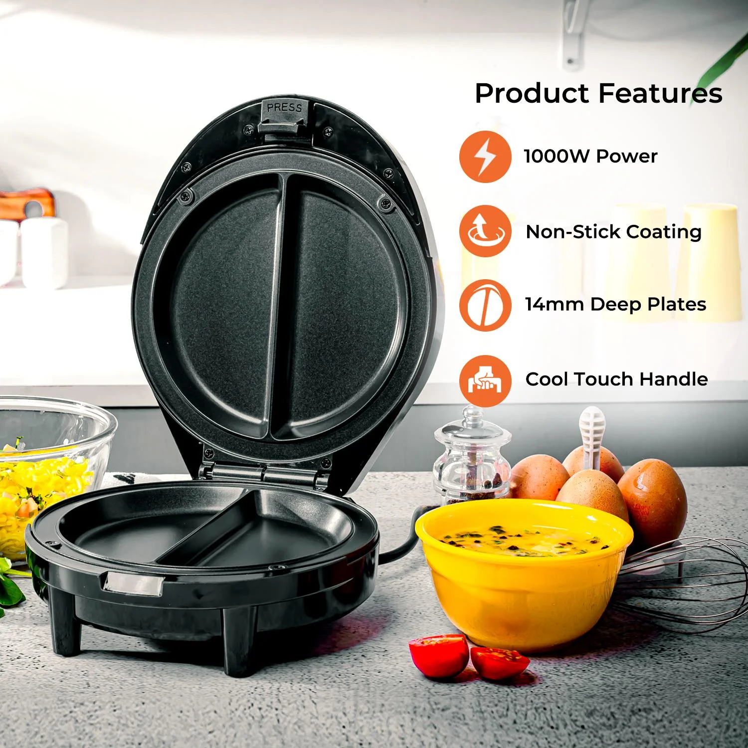 1000W Omelette Maker & 400W Mini Food Processor Kitchen Combo - Image 2