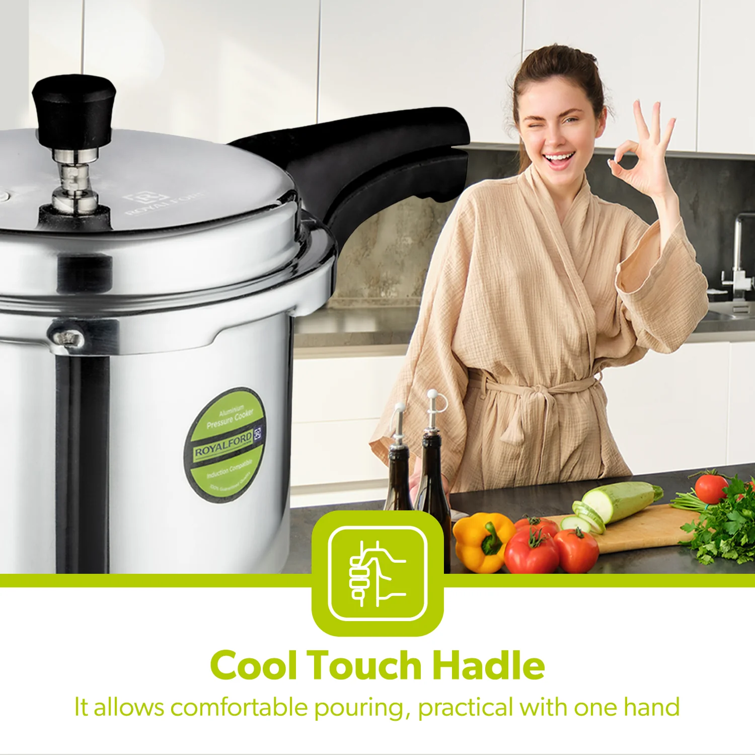 10L Lightweight Aluminium Stovetop Pressure Cooker - Image 4