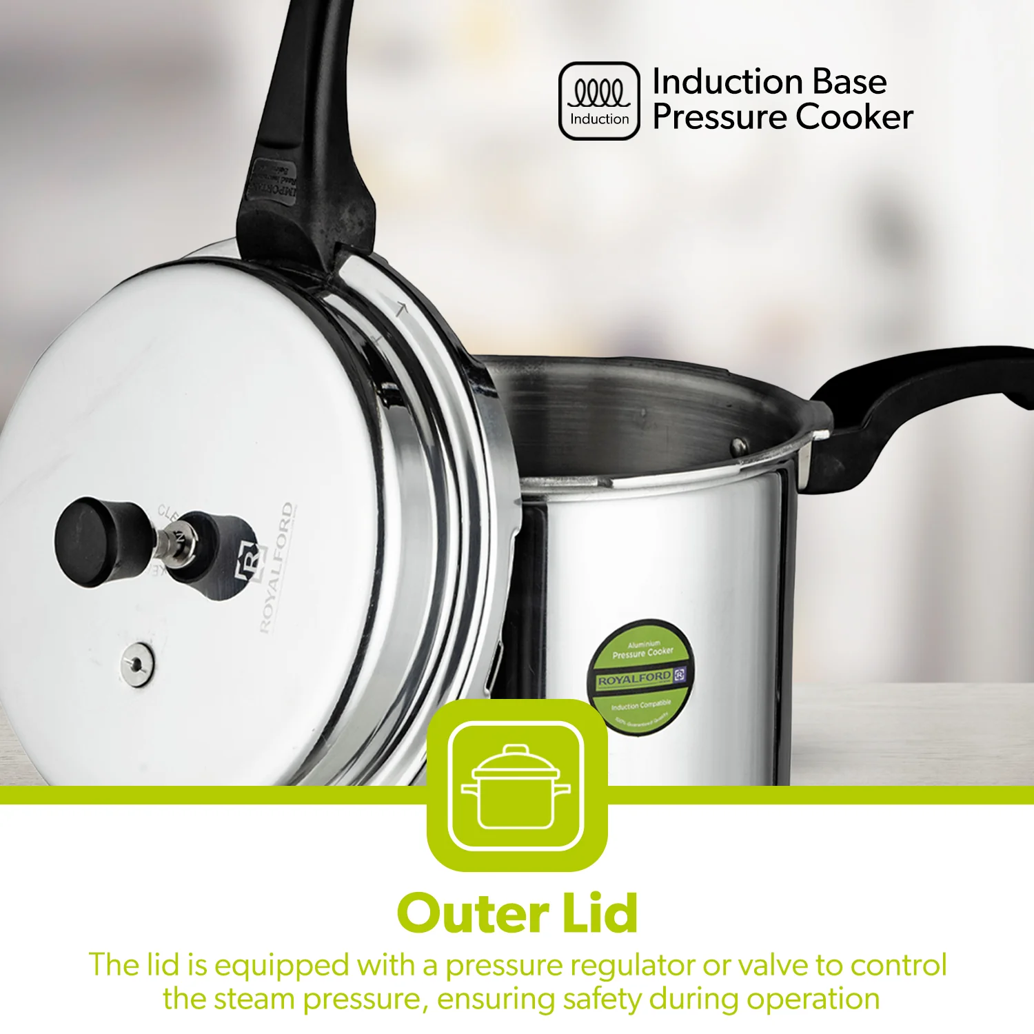 10L Lightweight Aluminium Stovetop Pressure Cooker - Image 5