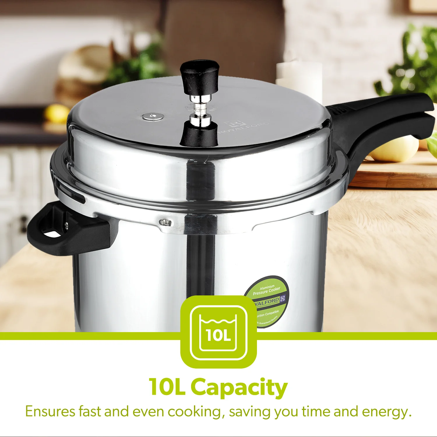 10L Lightweight Aluminium Stovetop Pressure Cooker - Image 8