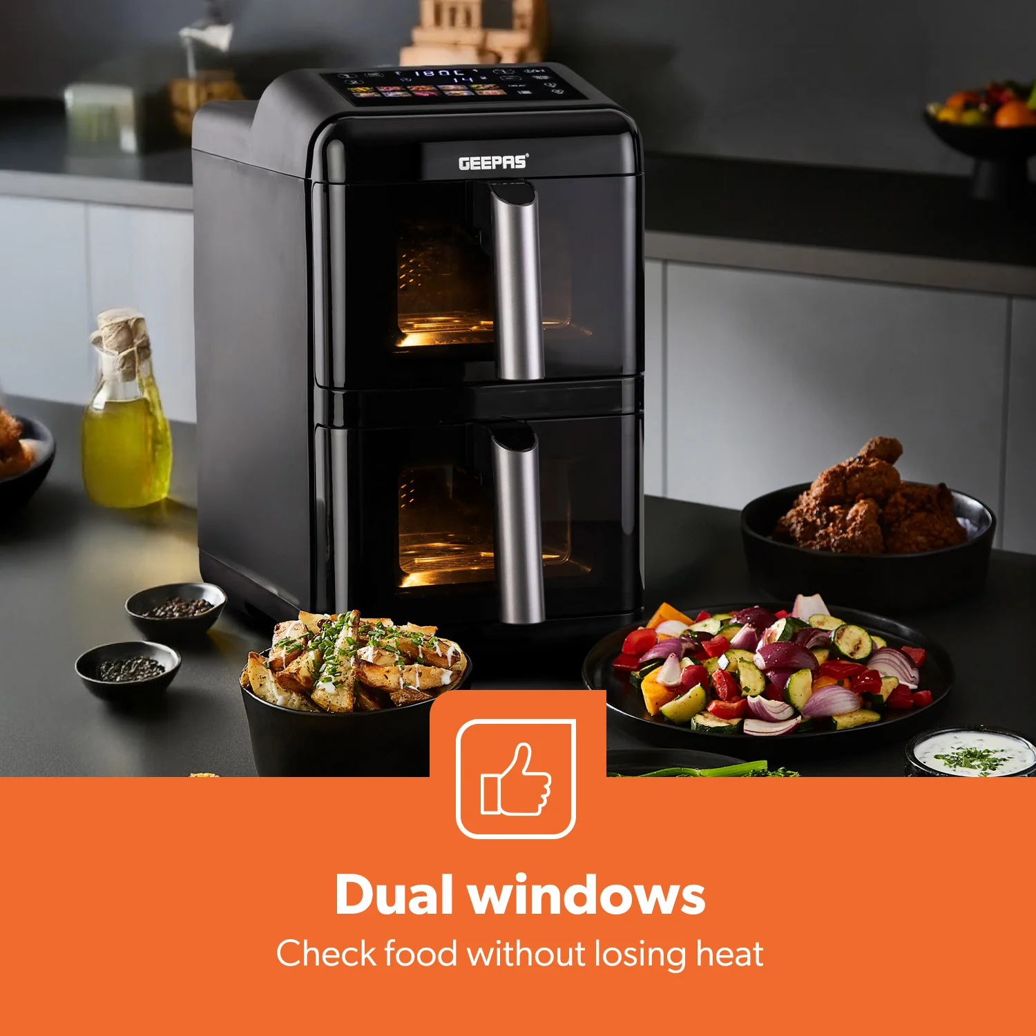 12L Dual Basket Stack Air Fryer Energy Efficient and Viewing Windows - Image 4