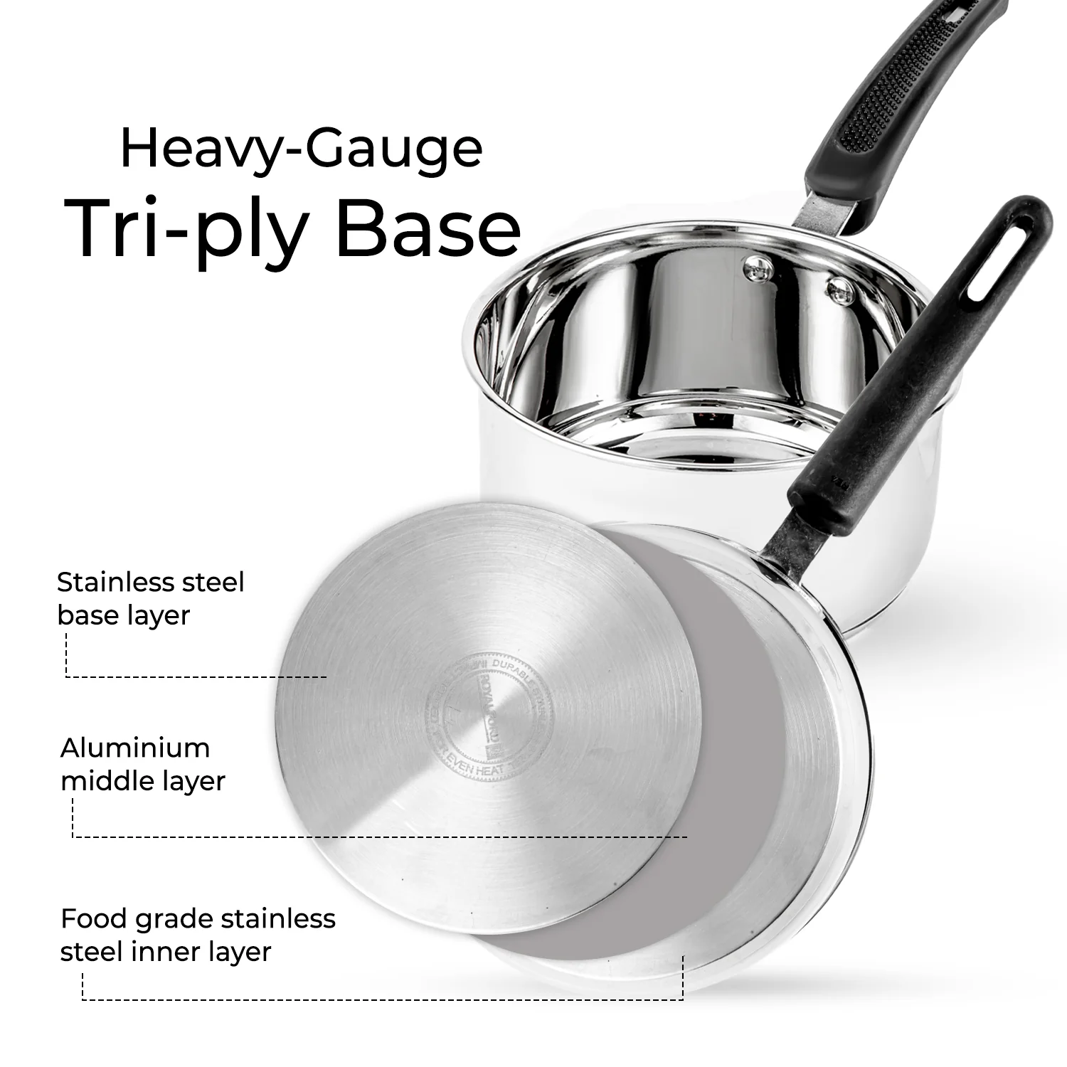 14cm Heavy-Gauge Tri-Ply Stainless Steel Saucepan - Image 6