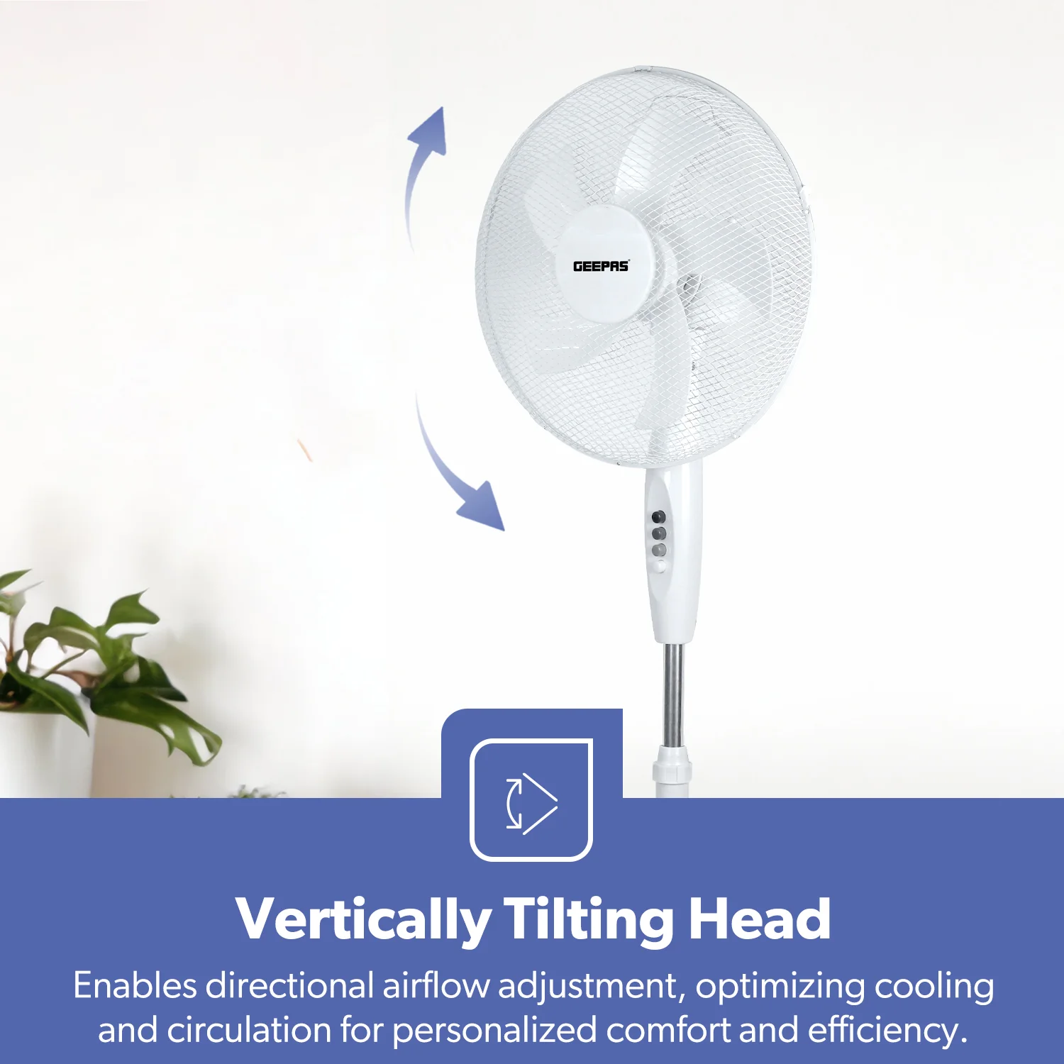 16-Inch White 5-Blade Oscillating Pedestal Fan - Image 4