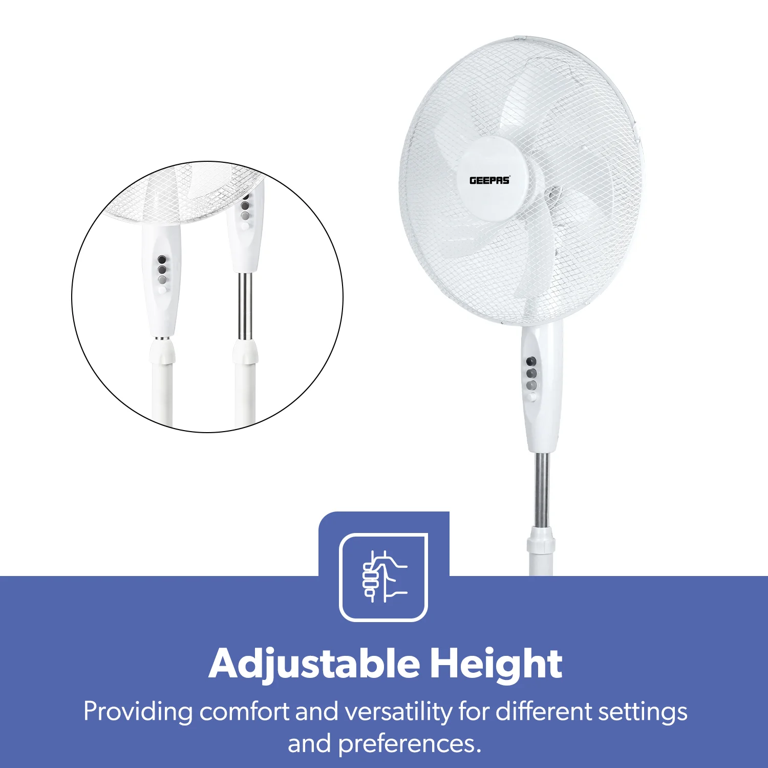16-Inch White 5-Blade Oscillating Pedestal Fan - Image 6