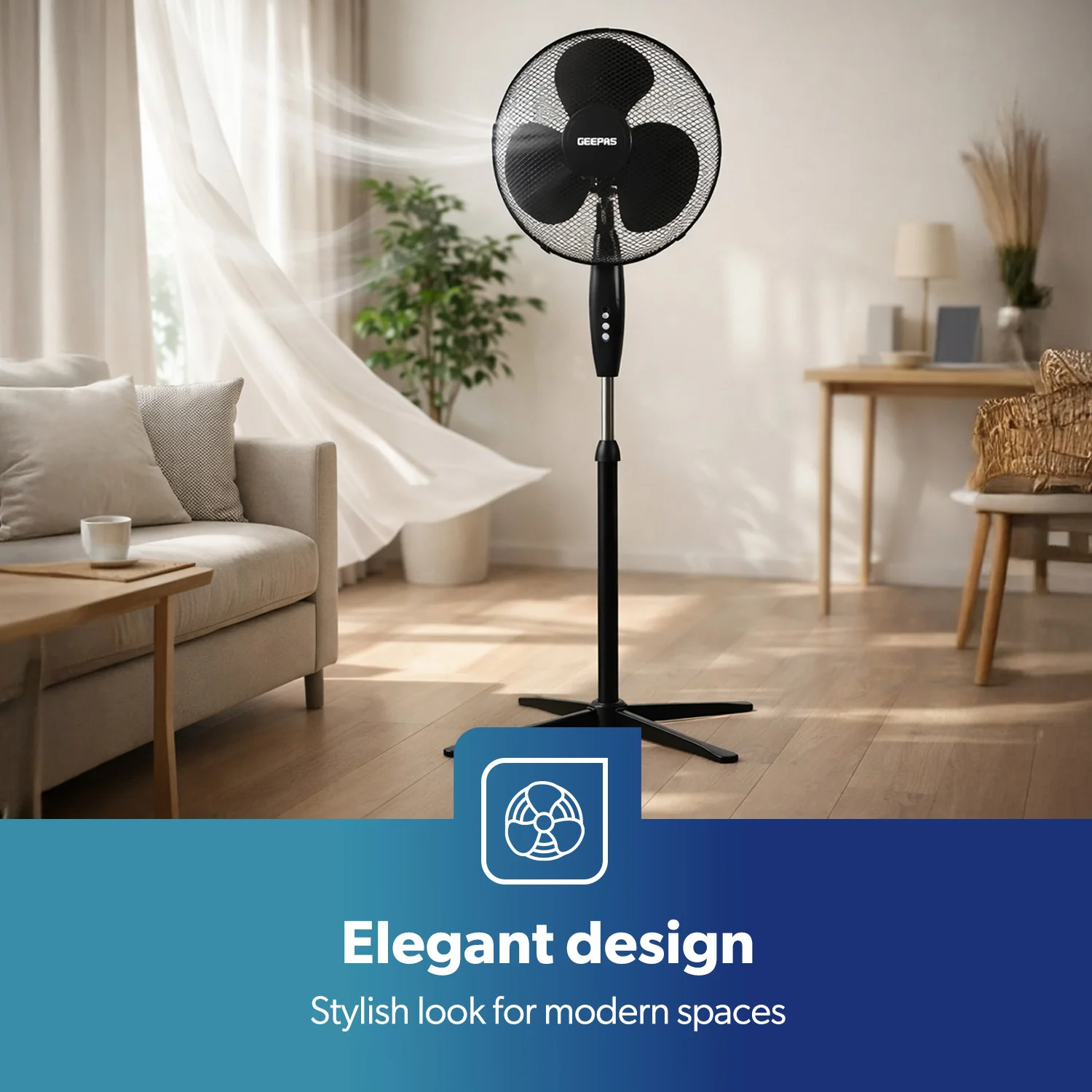 16" Oscillating Pedestal Fan Adjustable Height & 3-Speed - Image 7