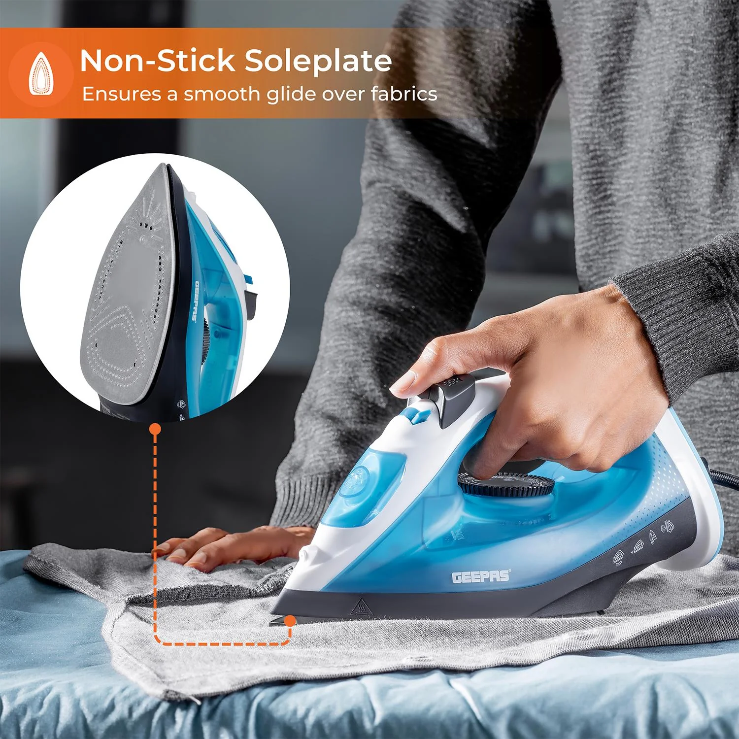 1800W Fast Heat-Up Steam Clothes Iron & Ironing Board Set - Image 3