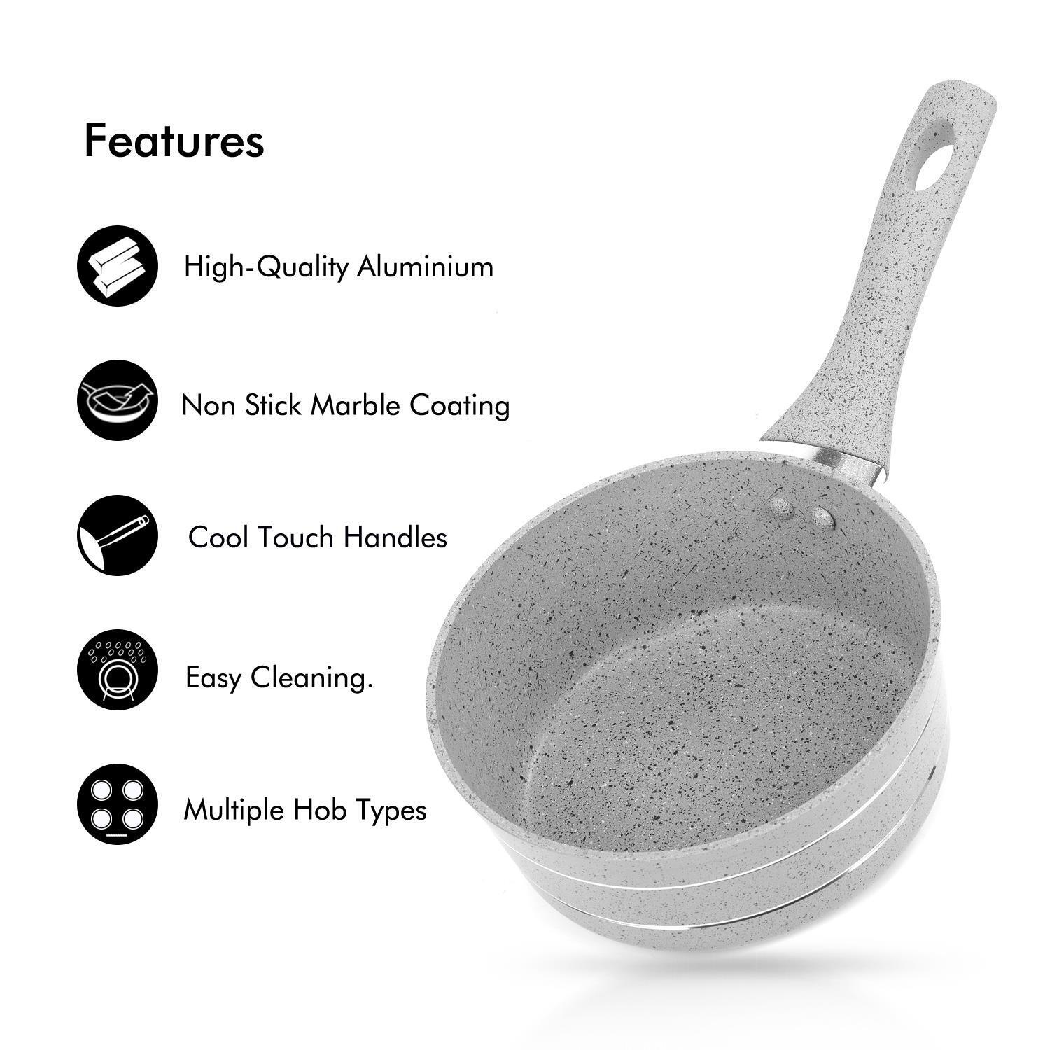 18cm Induction Non-Stick Grey Granite Saucepan - Image 2