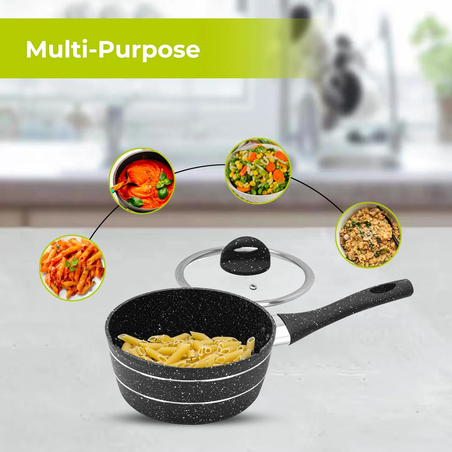 18cm Lightweight Non-Stick Induction Saucepan - Image 4