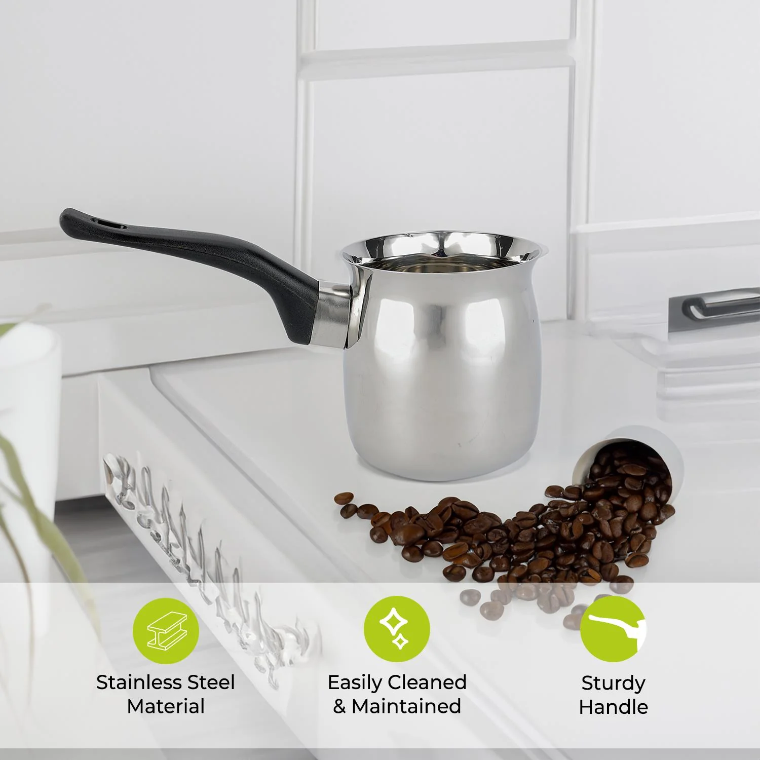 18oZ Stainless Steel Turkish Cezve Coffee and Tea Warmer - Image 6