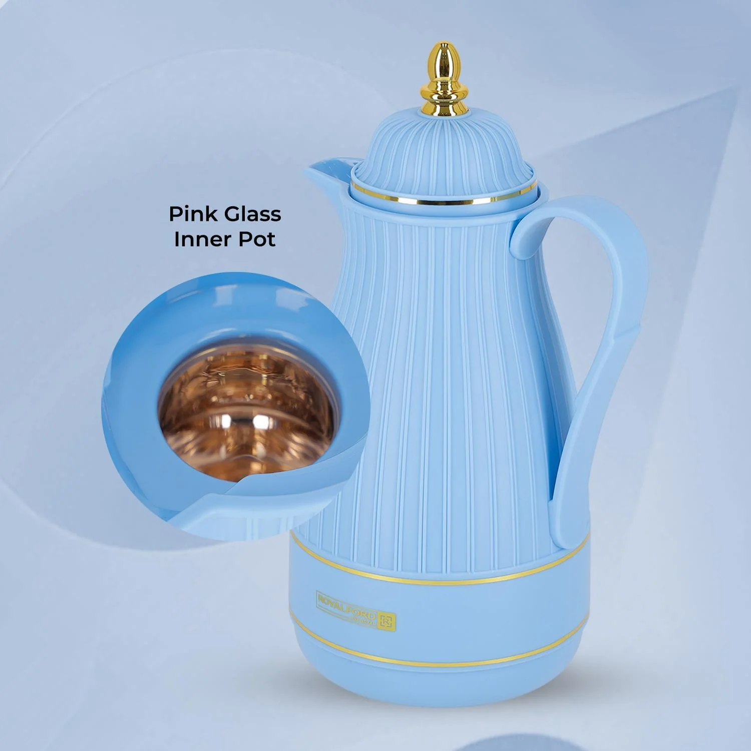 1L Baby Blue Insulated Glass Vacuum Flask Jug - Image 5