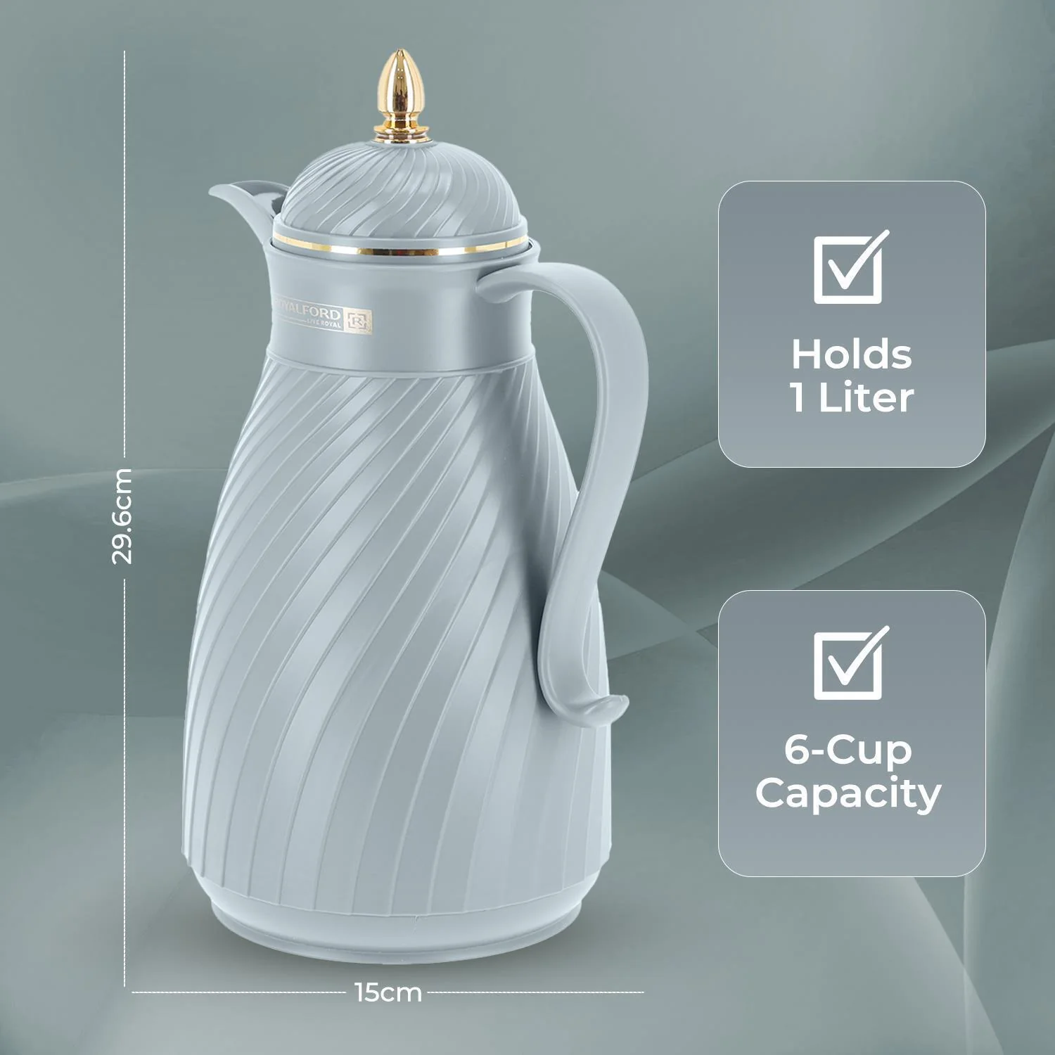 1L Grey Insulated Vacuum Flask Thermos Jug - Image 4