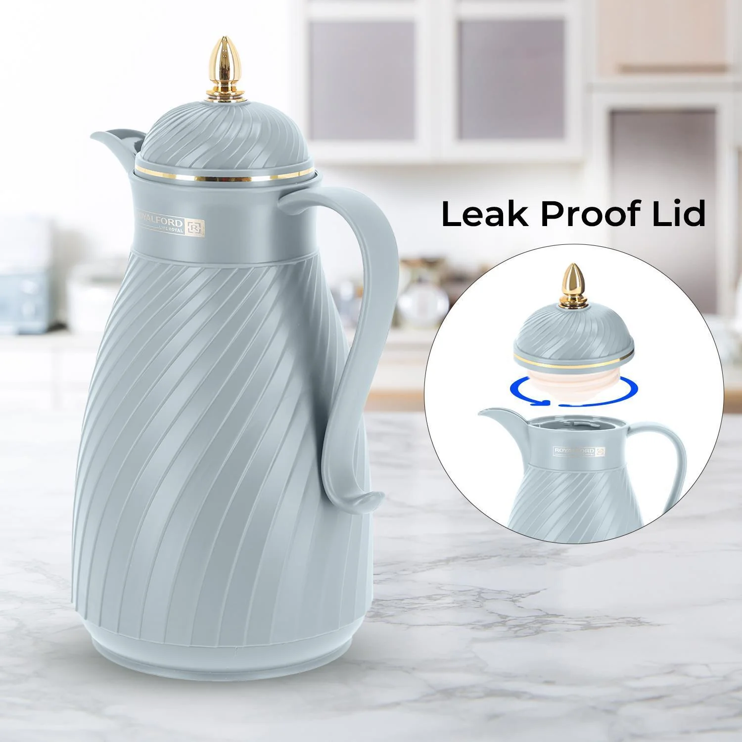 1L Grey Insulated Vacuum Flask Thermos Jug - Image 6