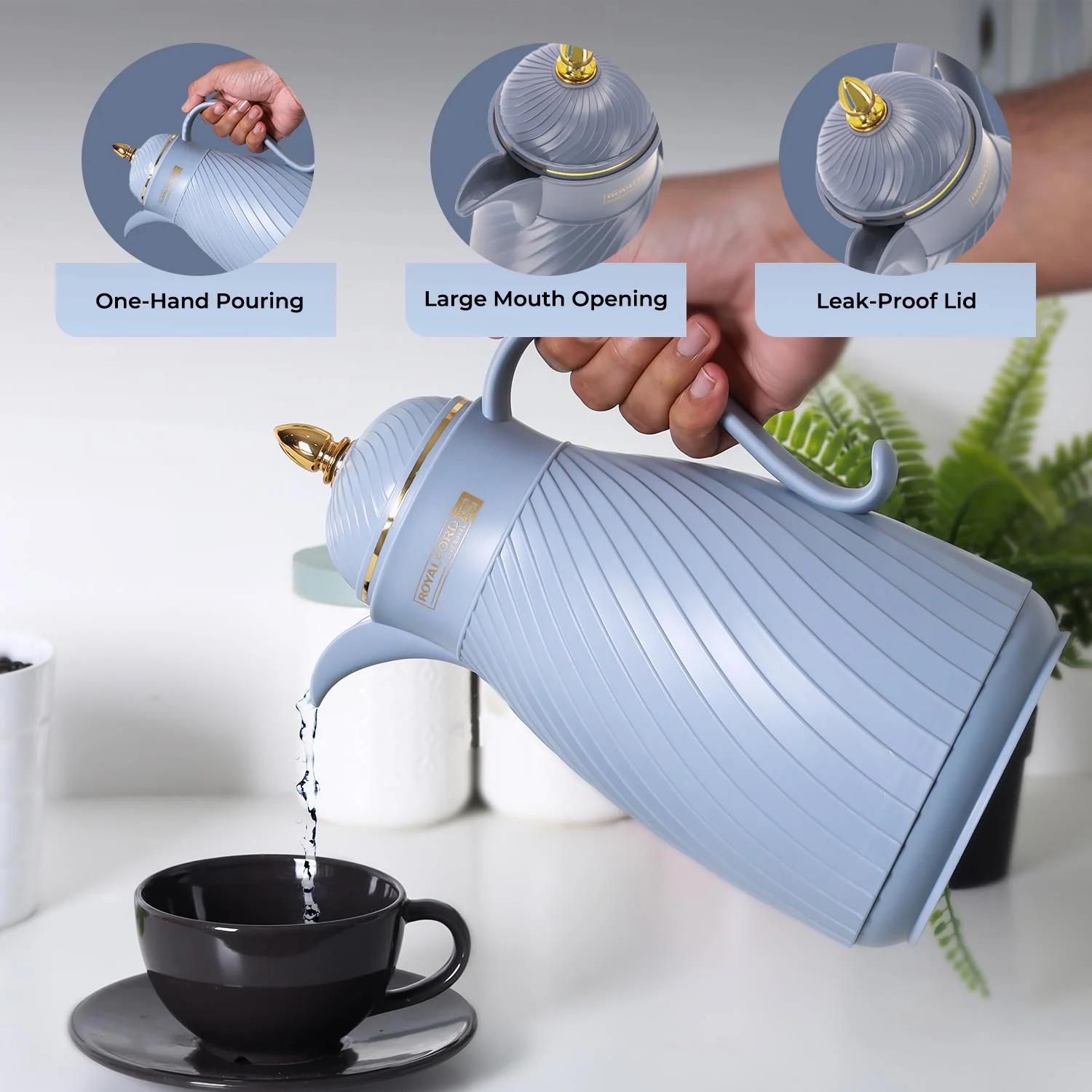 1L Hala Royal Blue Insulated Vacuum Flask Thermos Jug - Image 2