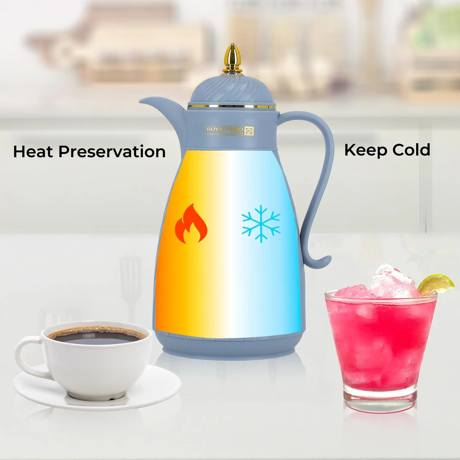 1L Hala Royal Blue Insulated Vacuum Flask Thermos Jug - Image 5