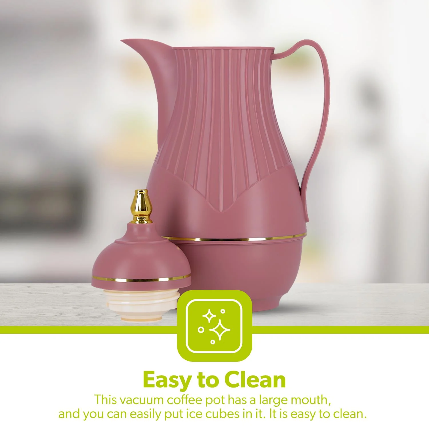 1L Maroon Insulated Vacuum Flask Thermos Jug - Image 8