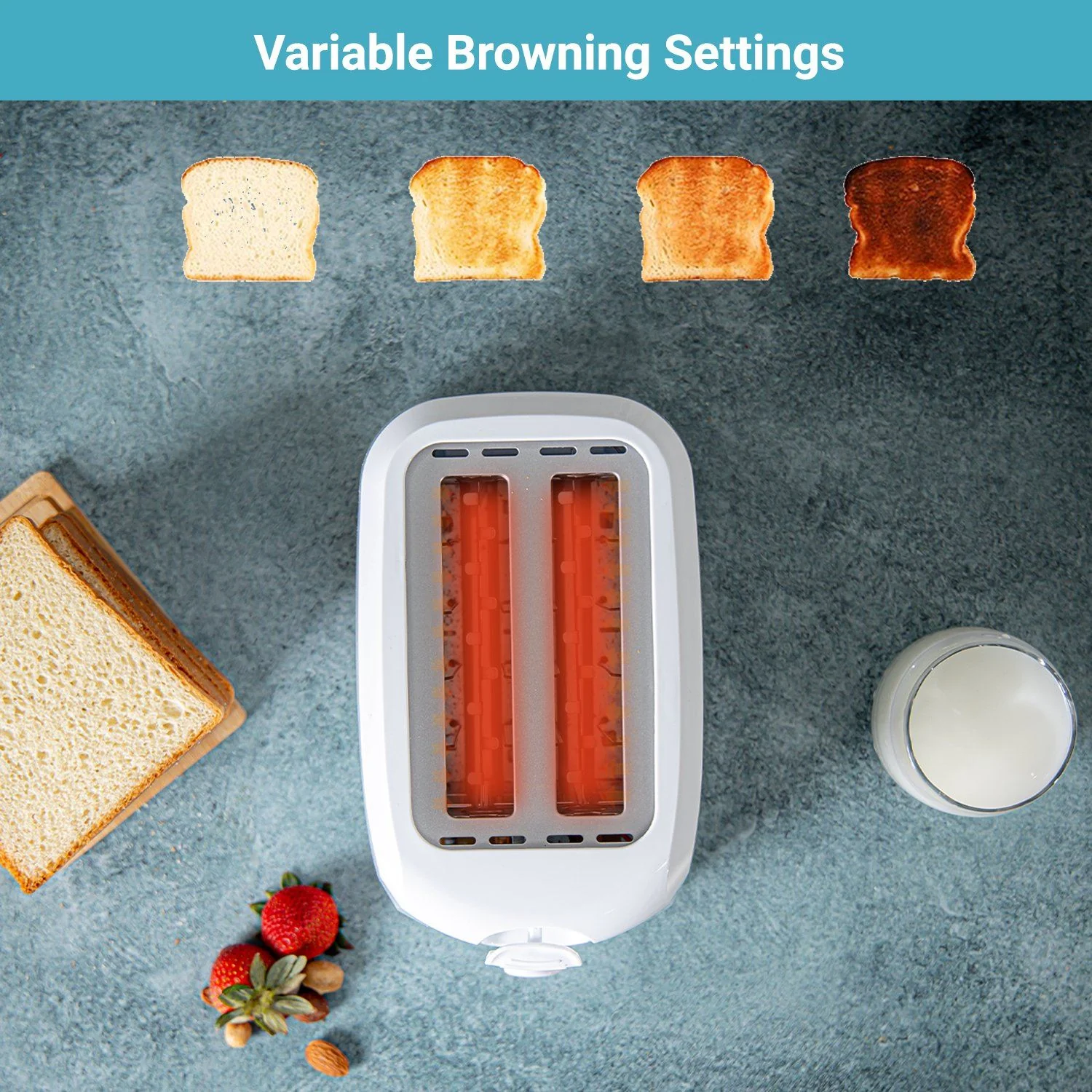 Plastic White Two-Slice Bread Toaster - Image 3
