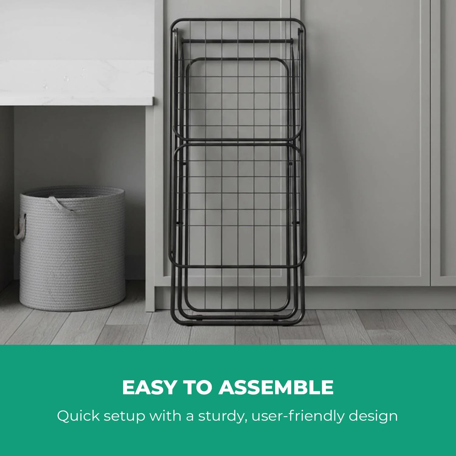 2-Tier Foldable Clothes Airer Laundry Drying Rack Black - Image 7