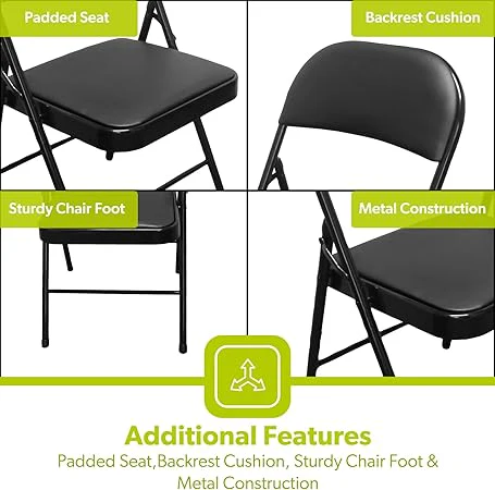2x Padded Metal Folding Chairs For Outdoor and Indoor - Image 4