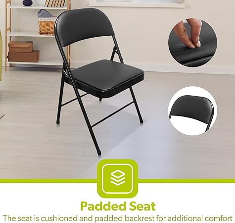 2x Padded Metal Folding Chairs For Outdoor and Indoor - Image 6