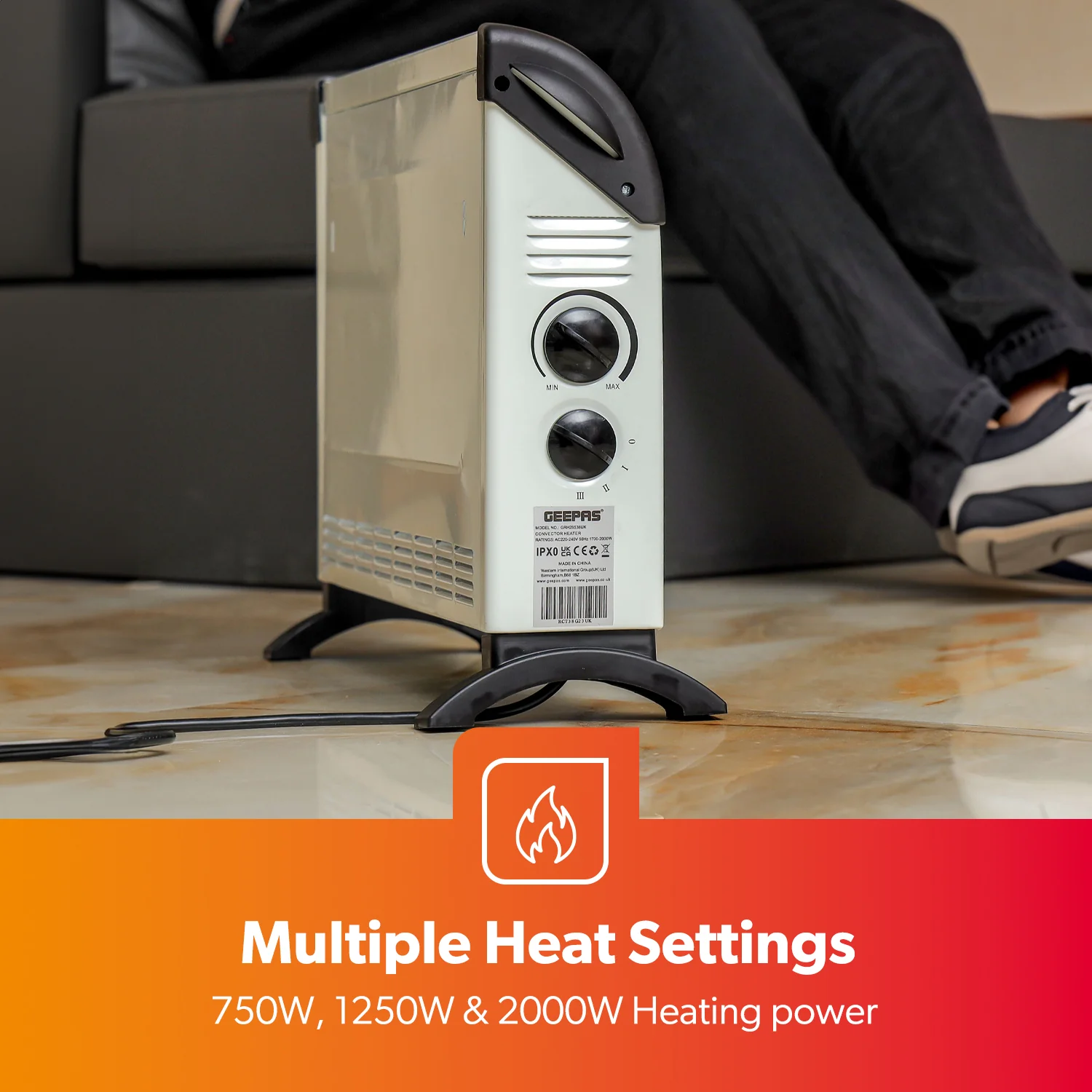 2000W Electric Convector Heater With 3 Heat Settings - Image 5