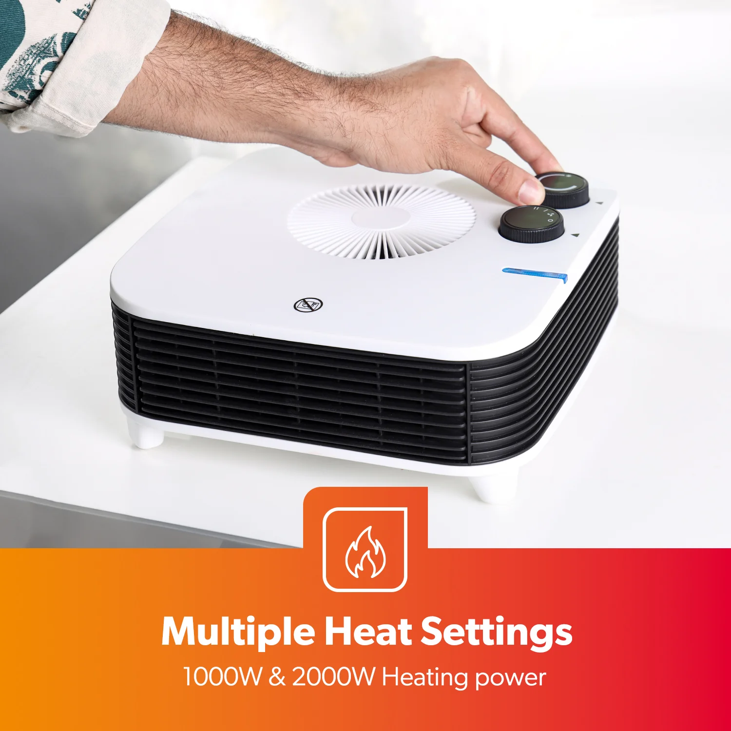 2000W Energy-Efficient Wide Angle Flat Fan Heater - Image 5