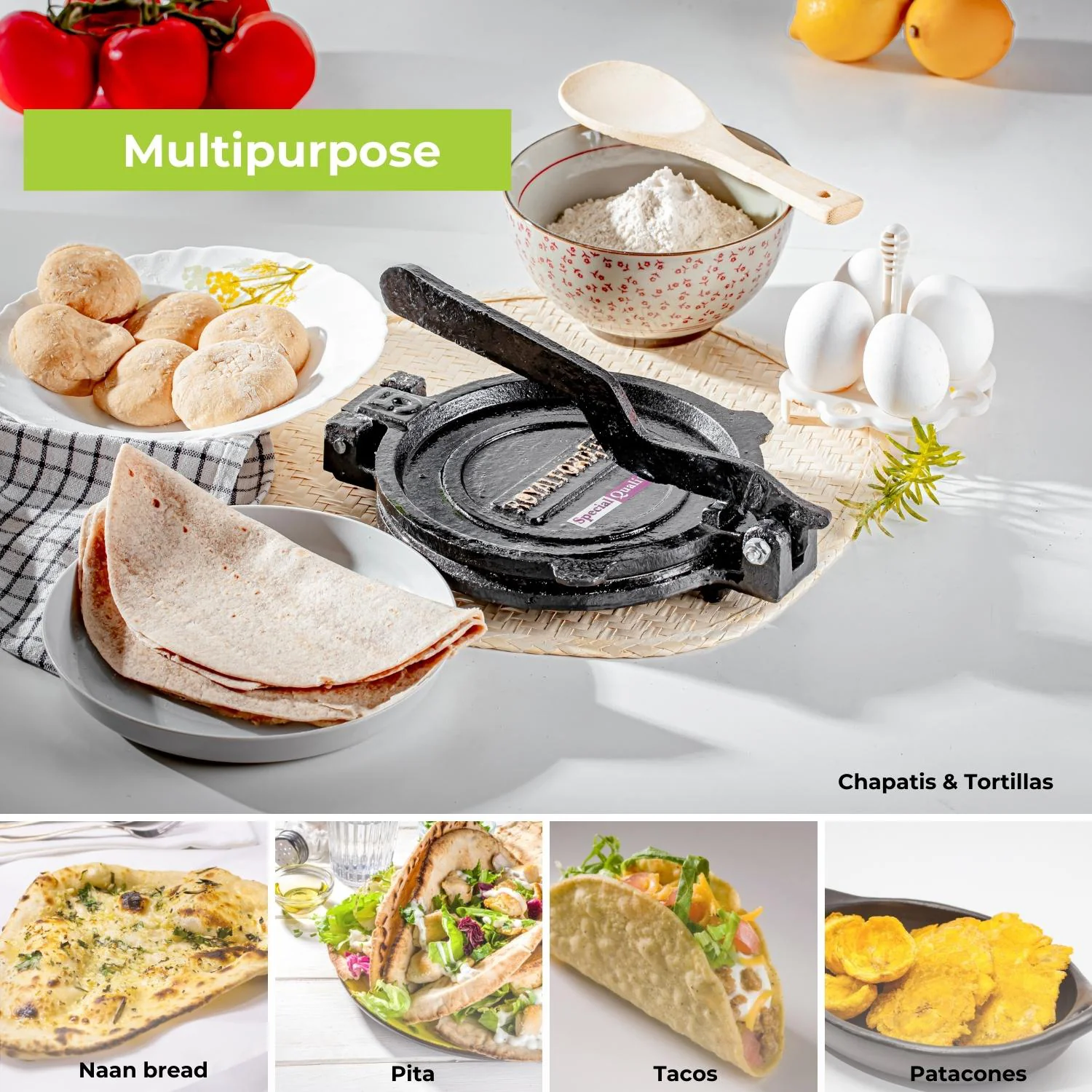 20cm Black Cast Iron Non-Stick Chapati Maker - Image 4