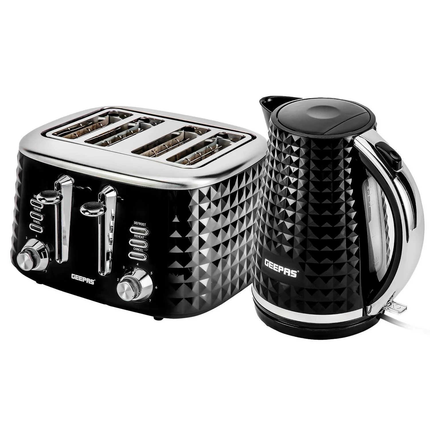 2200W Textured 1.7L Electric Kettle & 4-Slice Toaster Set - Image 11