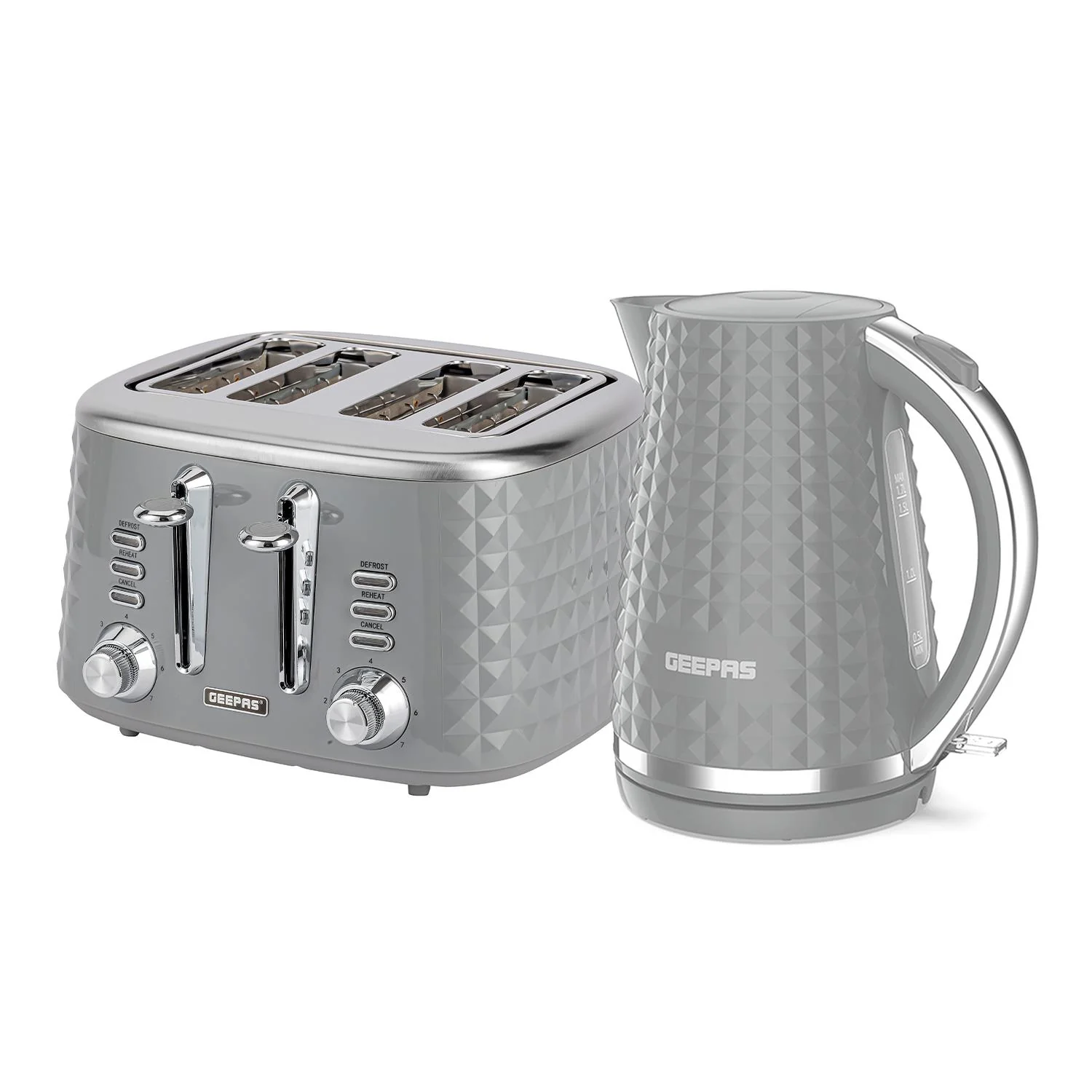 2200W Textured 1.7L Electric Kettle & 4-Slice Toaster Set - Image 12