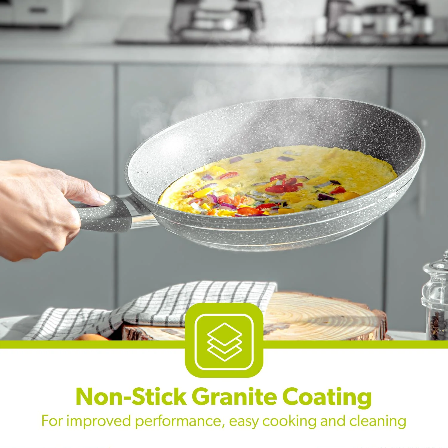 20cm Granite Coated Non-Stick Frying Pan In Grey - Image 2