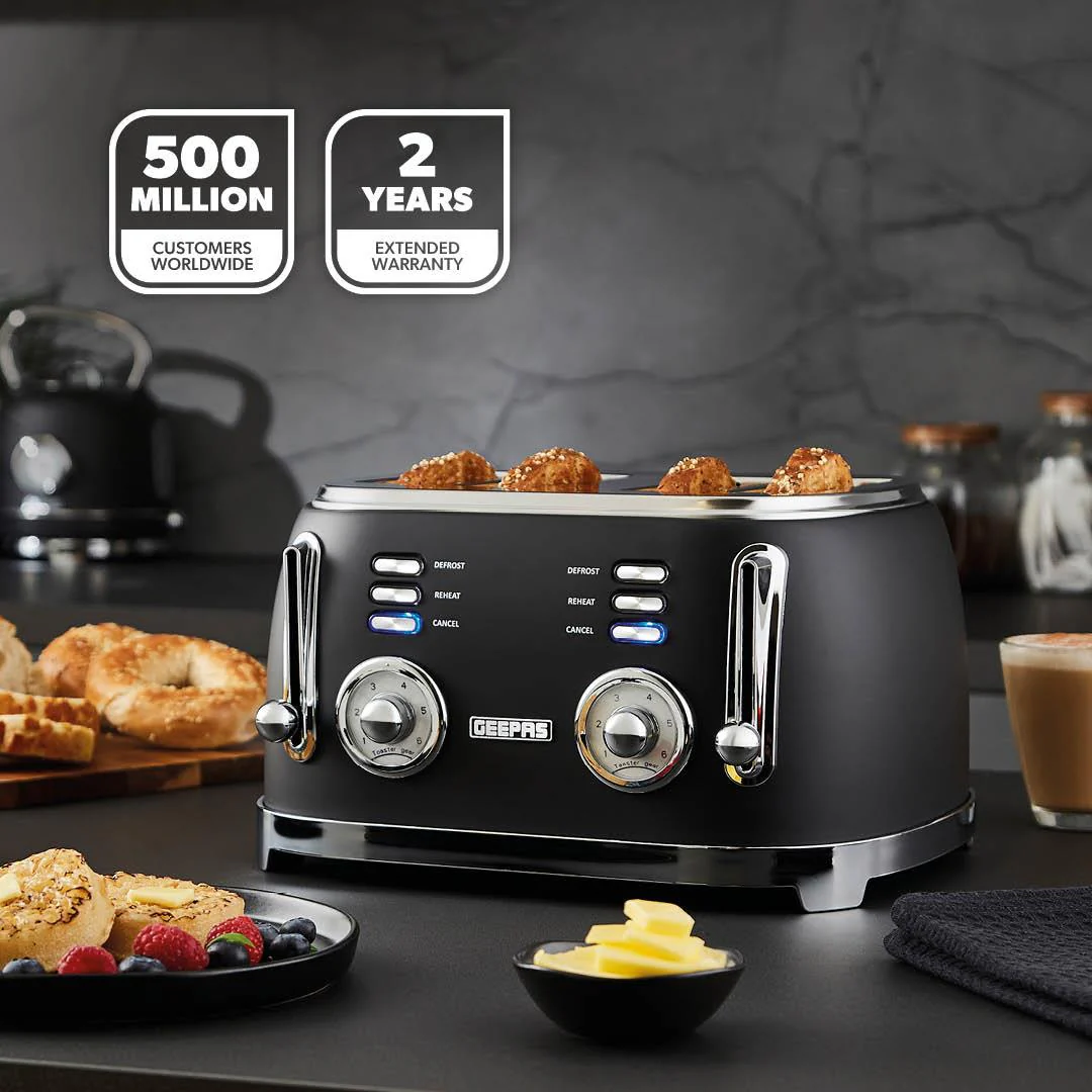 23L Digital Microwave Oven, 1.8L Retro Kettle & 4-Slice Toaster Set - Image 4