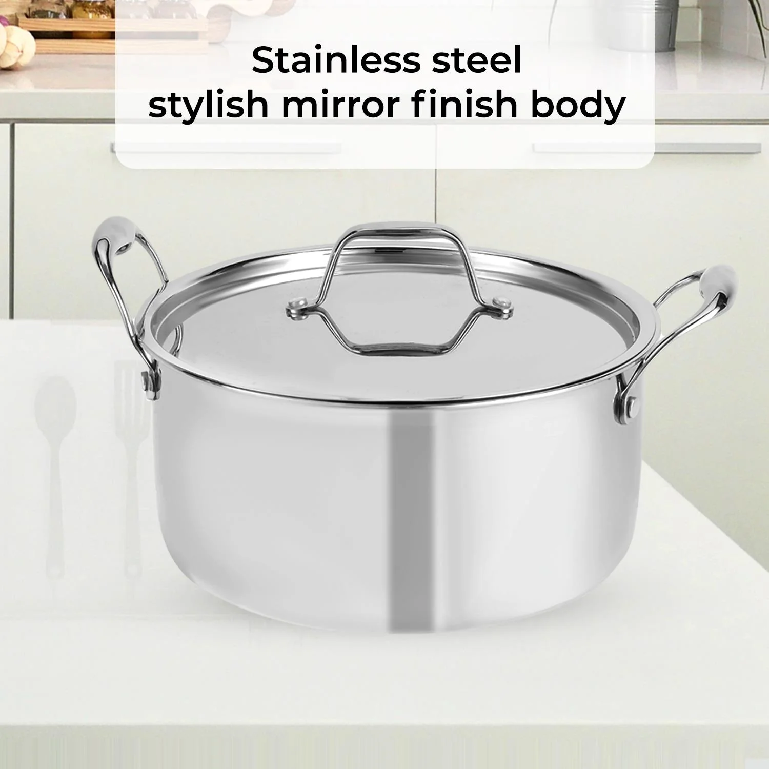 24cm Triply Stainless Steel Casserole Dish With Lid - Image 5